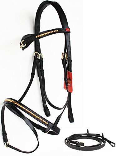 Horse Leather English Bridle Padded COB Riding Jumping Adjustable Tack 803449BKC