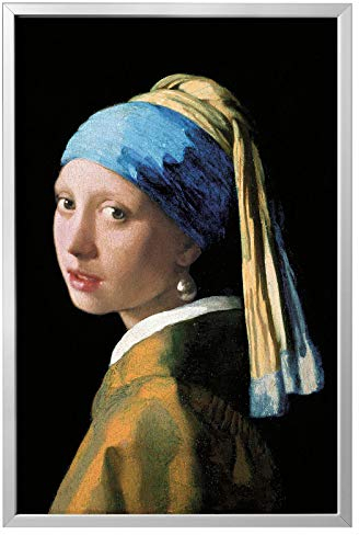 HUANNY Mädchen mit Perlenohrring, Diamant-Malerei-Kits, die weltberühmte Kunst, Vollbohrer, Kristall-Strasssteine zum Basteln, Home Office Wanddekoration (ohne Rahmen)