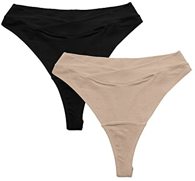 Kindred Bravely Maternity Thong Panties | Under the Bump Maternity Thong 2-Pack (Neutrals, Large/X-Large)