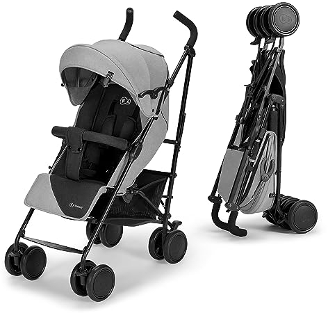 Kinderkraft Poussette Canne SIESTA, Parapluie, Pliable/Compacte, Position allongée, jusqu'à 22 kg, Gris