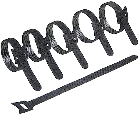 Haus Projeck Gancho y Bucle Bridas Cables Reutilizables, 100 x Negro Potente Organizador Cables Escritorio, Sujeta Cable Electrico, Mobile Phone Cable Ties, Cable Management, Cinta para Cables, 150x12