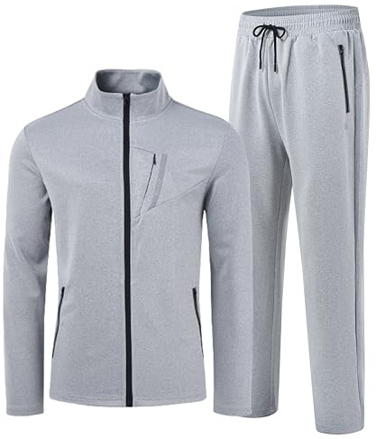 AjezMax Tute da Ginnastica Uomo Maniche Lunghe Giacca invernale con cerniera Sports Jogging Pantaloni Leggero Sportiva Set