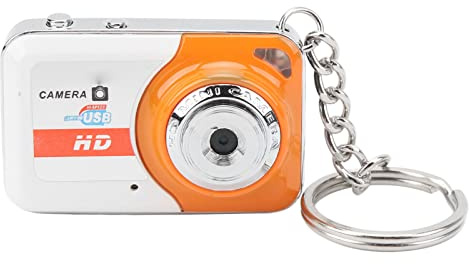 Micro Cámara Digital, 1280 x 960 Resolución Pulgar Tamaño Ultra Mini Cámara en un Llavero, Portátil Mini DV Cámara Soporte 32G Tarjeta de Memoria para Niños Adultos (Naranja)