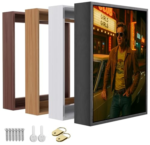 ART Floating Canvas Frame for 1β1.25 Deep Gallery-Wrapped Canvas, Wood-Look Floater Frame for Stretched Canvas Prints & Wall, Black, 8 x 8