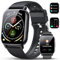 Smartwatch für Herren Damen, 1,85 Zoll Voll Touchscreen Fitnessuhr mit Bluetooth Anrufe, 112 Sportmodi, Herzfrequenzmonitor, Schlafmonitor, Schrittzähler, Kalorien, IP68 Wasserdicht Sportuhr, Schwarz