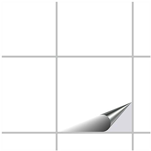 FoLIESEN - kakeldekaler 9,5 x 9,5 cm | självhäftande kakelfolie för badrum och kök | avtagbar utan rester | självhäftande plattor | 240 st, vit blank