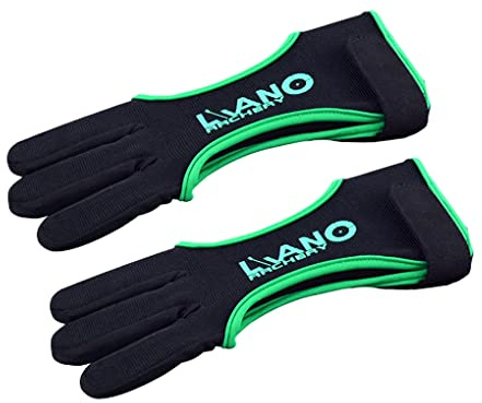Mealoodiousmusea Gants de tir à l'arc portables à trois doigts pratiques et légers pour le tir à l'arc pour jeunes adultes débutants Vert Taille M