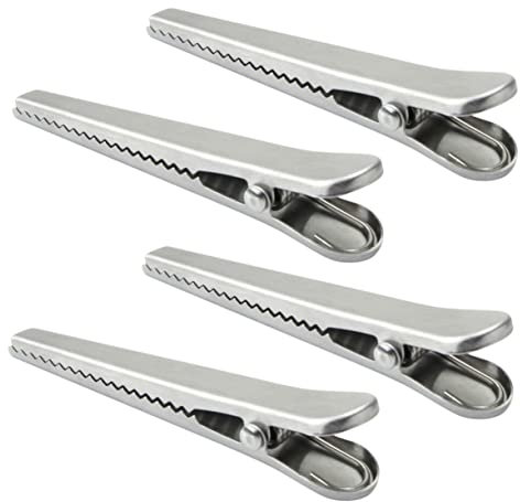 VINTORKY 4pcs Stainless Steel Sealing Clip Clamp Jaw Food Sealing Clip for Food Freshness for Meal Prep Bag and Home Supplies