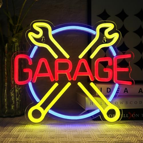 OYCGZV Garage Neon Schild Buntes Led Neon Schild Wand Werkstatt Neon Sign USB Check Engine Led Schild für Man Cave Auto Room Garage Reparaturwerkstatt Geschenke für Vater Ehemann Freunde