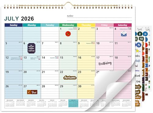 Wall Calendar 2026/27-18 Month Planner Jul. 2026 to Dec.2027 - A4 Landscape Wall Planner, Calendar 2026/27 Family 22x30cm