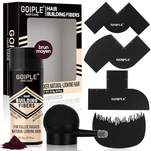 Hair Thickening Fibers & Pump Applicator Set - Hair Fibers Enhancement Spray Barber for Mens Hair&Beard- Hairline Enhancer & Volumizing Spray Barber Enhancement Card (Medium Brown)