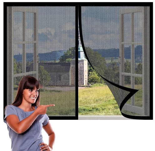 Zanzariera Porta Finestra Scorrevole 189 x 240 cm Zanzariera per Finestra con Resistente Nastro Traspirante Protezione Insetti per Tenere Fuori Insetti, Mosche e Zanzare, Nero