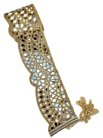 Genérico Cinturón de Espejos Dorado para Mujer, Hecho a Mano, con Cadena Ajustable (Cinturón espejos Bandana dorado)