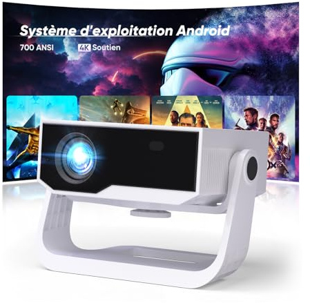 Proiettore intelligente Wielio Android 11, Supporto FHD 1080P 4K, 700ANSI, WiFi6 & BT5.2, Rumore < 29,8 dB, Supporto Regolabile a 120°, Elettrico Focus, Trapezio Automatico per Switch/PS5