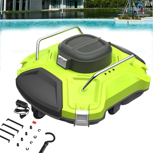 Pooldammsugare, dubbelmotor, LED-indikatorer, självparkeringsfunktion, IPX8 vattentät, trådlös poolrobot för 90 m² nedsänkta platta pooler