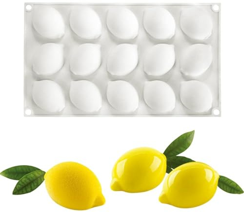 Stampo in Silicone Limone 3D – Stampo per Dolci in Silicone Alimentare, Antiaderente per Torte, Mousse, Gelatine, Sapone e Dessert Creativi (Bianco)