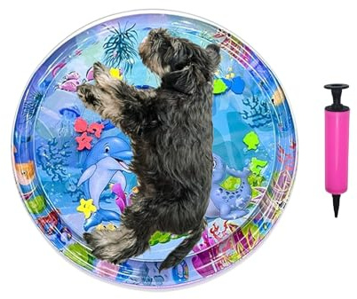 Générique Tapis d'eau de Jeu pour Chat - Coussin Sensoriel à Eau avec Pompe Gonflable,Tapis de Marche Épais Anti Chaleur pour Animaux Intérieur Extérieur Voyage Temps Chaud