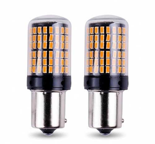JagFond 2PCS BAU15S PY21W Indicator Bulbs Amber Yellow, PY21W LED Indicator Bulb, 2800LM Super Bright Front and Rear Turn Signal Lights, 12-24V 30W 7440 144smd General Car Bulbs Replacement