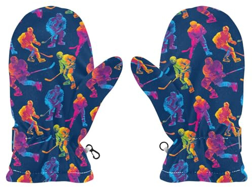 JHKKU Hockey Player Kids Winter Gloves Fleece Mittens Toddlers Warm Snow Skiing Gloves for Boys Girls S