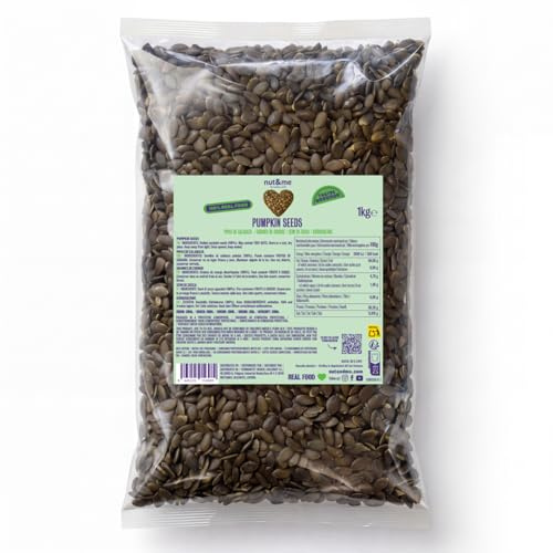 nut&me Semi di zucca 1 kg | Sgusciati, Senza Glutine e Non salati, Fonte di antiossidanti e ad alto valore nutrizionale