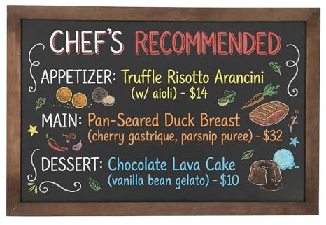 MyGift 35-Inch Wall-Mounted Chalkboard Sign, Vertical/Horizontal Hanging Torched Wood Frame Erasable Message Board