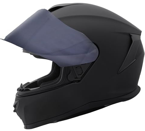 Zorax Falcon Matt Black L (59-60cm) Full Face Motorbike Helmet ECE 22.06 Approved + Extra Dark Smoke Visor