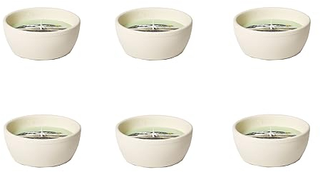 Flammschalen Zitronengras & Citronella für draußen 6 Stück - Outdoor-Kerzen Terracotta - Für deinen Garten - Feuerschalen im 6er Set - weniger Stiche durch Mücken - 13h Brenndauer - 10,9x10,9x4,6 cm
