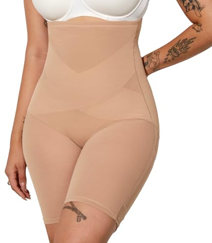 MOVWIN Tummy Control Body Shaper Shorts - High Waist Thigh Slimmer Panties Shapewear Beige