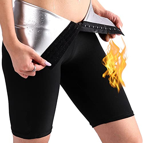 Nano Hertz - Shorts Sauna - Pantalon de sport chaud avec effet minceur - Pantalon thermique, de sudation - Pour sauna, jogging, course - Femmes et filles, Noir , XXXL