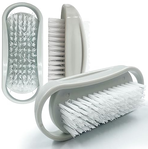 Plastic Double-Sided Nail Brushes with Firm Bristles, Nail Scrubbing Brush to Clean Dirt, Grime and Grease - Pack of 3
