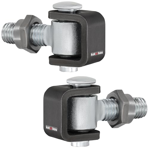 KOTARBAU® Juego de 2 bisagras de puerta ajustables M12 S235JR de acero galvanizado, bisagras de puerta ajustables plateadas