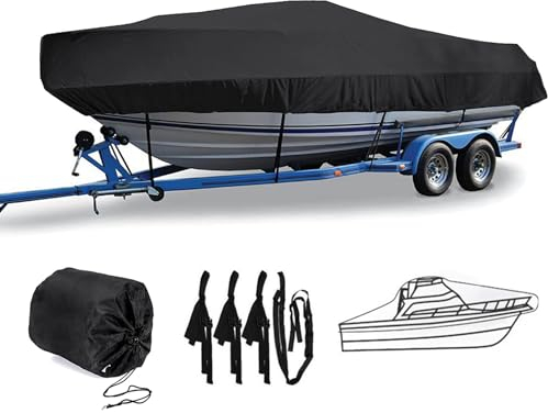 LDIW Premium Boot Persenning, 420D Wasserdicht Oxford Gewebe Abdeckplane für offene Boote V-Rumpf Ruderboot Angelboot,Schwarz,12to14ft: 450x230cm