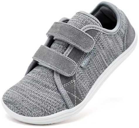 HOBIBEAR Enfants Large Pieds Nus Chaussures Garçons Filles en Plein Air Course Minimaliste Marche Chaussures (Gris EU 23)