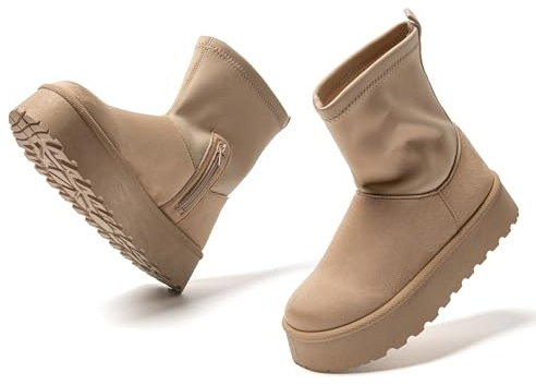 JOMIX Botas Mujer Invierno con Cremallera Botas Nieve Mujer con Tobillos Elásticos