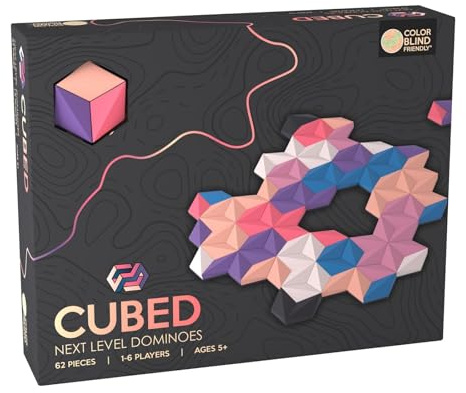 CUBED Next Level Dominoes - Sunrise Edition - Fun Strategy Game, Solo Mode + 1-6 Players
