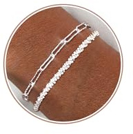 Diamday 2Pcs Pulsera Mujer Plata de Ley 925 Pulseras Ajustable Dainty Pulseras Apilables Beaded Cadena Pulsera Plata Joyas para Mujer Niñas Regalos