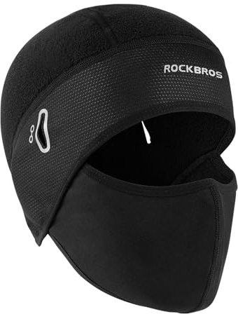 ROCKBROS Vintercykelmössa underhjälmsmössa män kvinnor, vindtät termomössa under hjälm med fleecefoder och glasögonhål, varm hjälmhatt för cykling, motorcykel, skidåkning, löpning, vandring