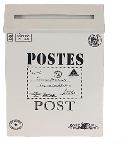Besttoolifes Boîte aux lettres vintage en métal avec design rustique pour décoration d'intérieur et accessoires de photographie, boîte aux lettres murale d'extérieur pour jardin et salon (blanc)