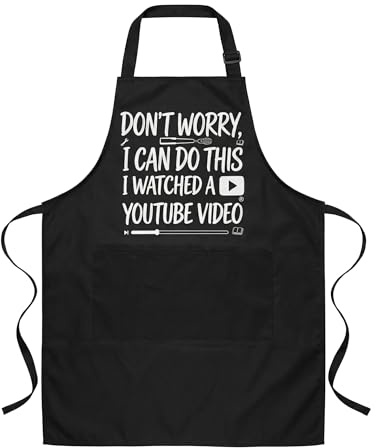 DINSAGE BBQ Apron for Men Funny Aprons for Men with Pockets, Adjustable Mens Cooking Apron Durable Waterproof, BBQ Gifts for Men Dad Husband, Kitchen Cooking, Grill Party