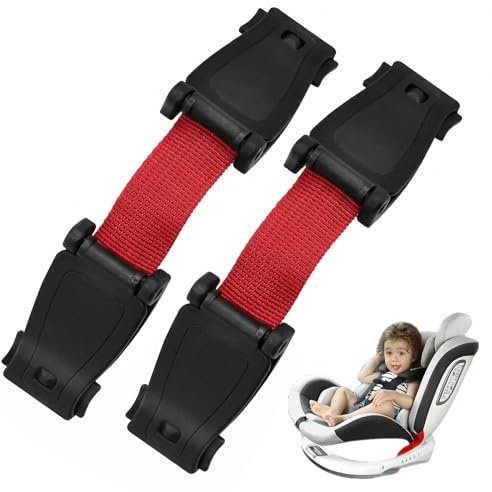 Pack de 2 Bloqueo Cinturón Seguridad Niños, Hebilla de Seguridad para Silla Infantil, Cierre de Seguridad Universal para Cinturón de Coche, Pinza de Sujeción Roja para Viajes Seguros