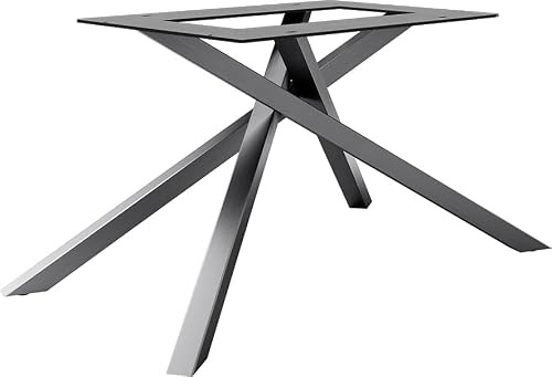 DeLife Piètement-en-Croix rectangulaire en Acier Inoxydable Graphite pour Plateaux de Table à partir de 200 cm