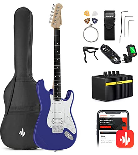 Donner Kit Chitarra elettrica per principianti 39 pollici, pickup S-S-H con amplificatore, borsa, tracolla, corde, accordatore, cavo, plettri, DST100