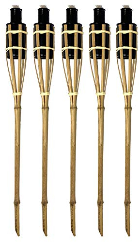 Moritz Lot de 5 torches en bambou naturel 90 cm pour le jardin