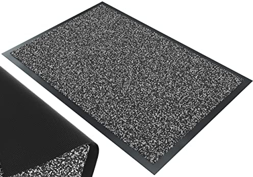 vounot ® Tapis de Porte Paillasson d'Entree Interieur et Extérieur Tapis Antidérapant et Anti-Poussière Tapis d’entrée Imperméable Lavable 40x60cm Gris-Noir