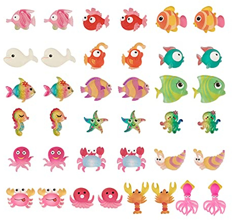 PandaHall, 109 ciondoli in resina a forma di pesce con retro piatto, accessori per cellulare, portachiavi e album per ritagli