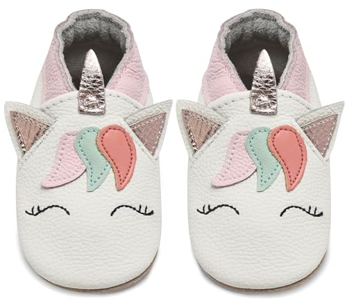 IceUnicorn Scarpe Neonato Scarpine primi passi Morbida Pelle Scarpine prima infanzia Suola Scamosciata Carino Colorate Animali 0 a 24 mesi(Unicorno Bianco, 12-18 mesi)