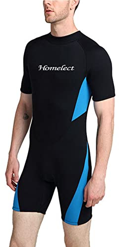 Kurze Neoprenanzüge für Herren und Damen, 3mm Neopren Tauchanzüge, einteiliger Badeanzug in Übergröße mit Rückenreißverschluss, zum Schwimmen, Surfen, Schnorcheln, Wassersport, Blau, 6XL