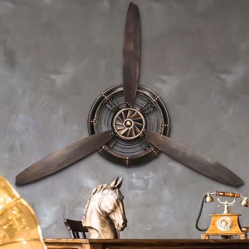 YOUKI wanddeko metall,wanddeko wohnzimmer,wand deko,3D Wandbild, Propeller-Dekoration für Küche, Schlafzimmer,flur,Retro wandskulpturen,schwarz