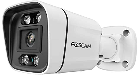 Foscam V5EP 5 MP POE övervakningskamera med integrerad strålkastare och en larmsiren, identifiering av personer och fordon, mörkerseende, tvåvägsljud, P2P-funktion, IP66 vattentät