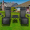 BIRCHTREE Set of 3 ZERO GRAVITY Adjustable Folding Lounge Patio Deck Sun Recliner Chairs Cup Drink Holder Garden Beach Sets Black